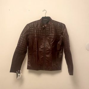 Burgundy mens leather jacket